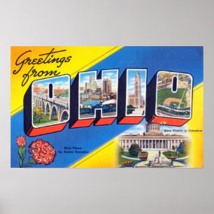 Poster Salutations vintages De Ohio Travel