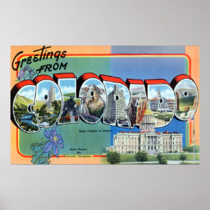 Poster Salutations vintages Du Colorado Travel