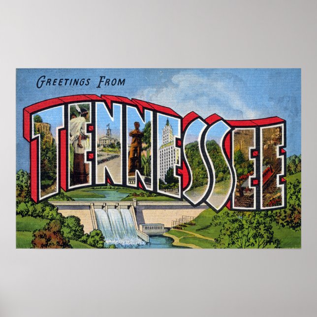 Poster Salutations vintages du Tennessee (Devant)