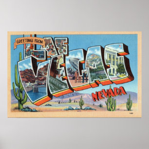 Poster Salutations vintages et colorées de Las Vegas Neva