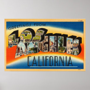 Poster Salutations vintages et colorées de Los Angeles