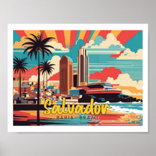Poster Salvador Bahia Brésil Pop Art Illustration de voya