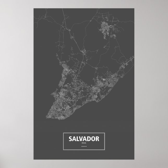 Poster Salvador, Brésil (blanc sur noir) (Devant)
