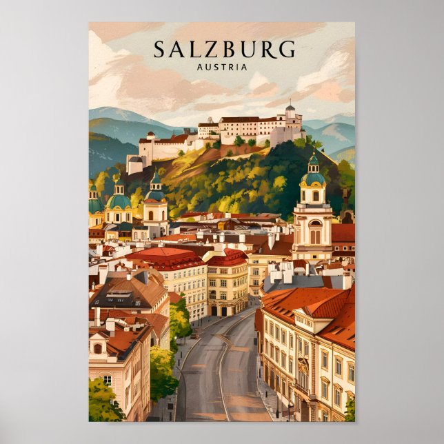 Poster Salzbourg Autriche Lieu de voyage célèbre (Devant)