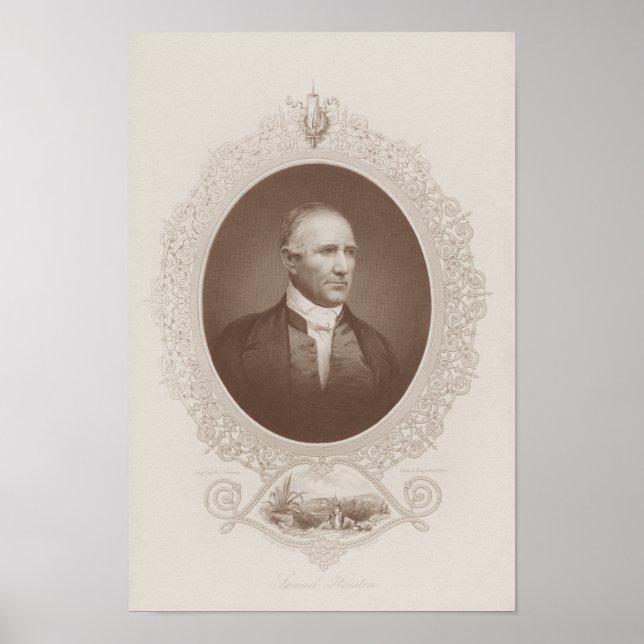 Poster Sam Houston Portrait gravé (Devant)