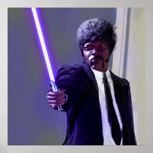 Poster Sam L Jackson avec un sabre léger (Devant)