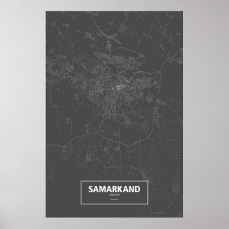 Poster Samarkand, Ouzbékistan (blanc sur noir)