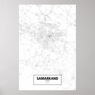 Poster Samarkand, Ouzbékistan (noir sur blanc)