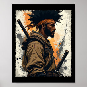 Poster Samouraï africain Bushido afro-américain Kata guer