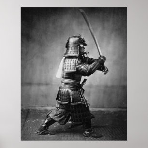 Poster Samouraï blindé avec épée et poignard en 1860