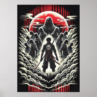 Poster Samouraï vs Démons, Art de Tatouage d'Anime Japona