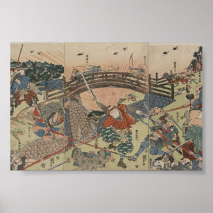 Poster Samouraïs à l'aide de deux épées circa 1810