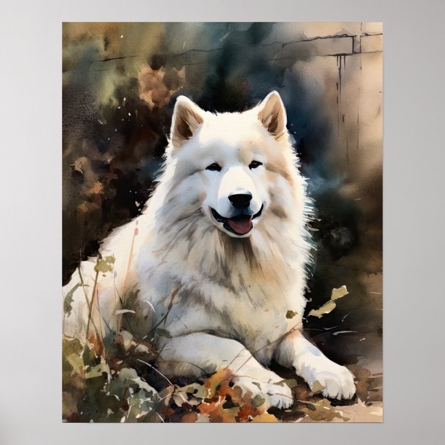 Poster Samoyed Dog Art Print (Devant)