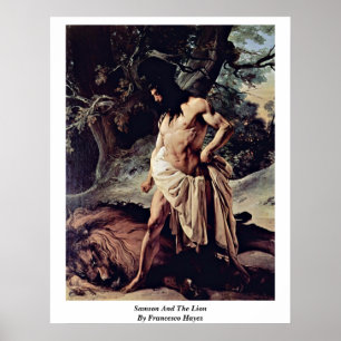Poster Samson And The Lion By Francesco Hayez