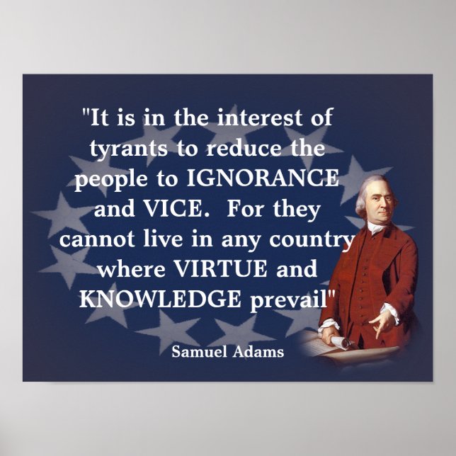 Poster Samuel Adams Citation sur l'ignorance et la connai (Devant)