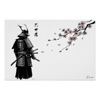 Poster Samurai and Sakura Art Print – Japanese Wall Poste