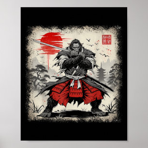 Poster Samurai Bigfoot Japonais Vintage Ukiyo-e Art Warri