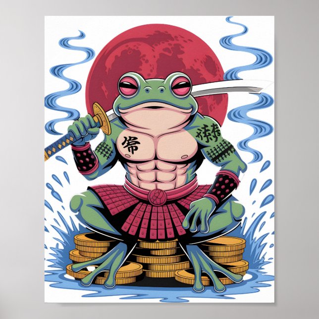 Poster Samurai Frog Warrior art (Devant)