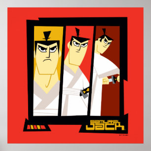 Poster Samurai Jack Caractère Tri-Panel Futuristic Frame