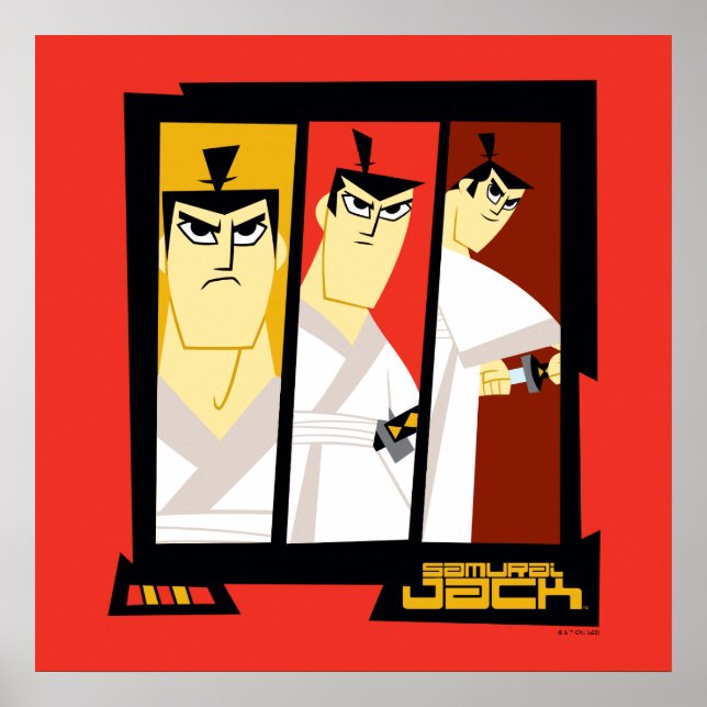Poster Samurai Jack Caractère Tri-Panel Futuristic Frame (Devant)