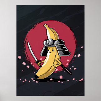 Poster Samurai Pixel et Banana Artwork