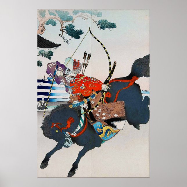 Poster Samurai tirant sur un Bow, Ukiyo-e (Devant)