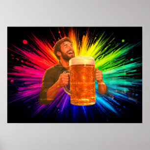 Poster S'amuser avec ma grande bière sur un mur