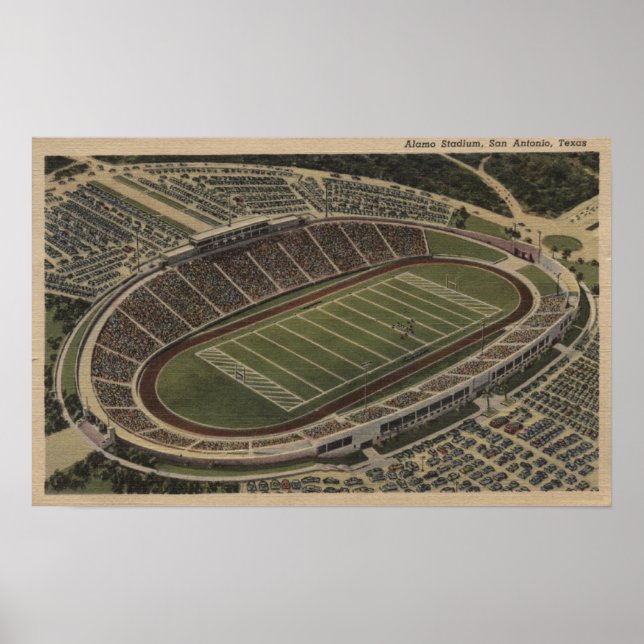 Poster San Antonio, Texas - Alamo Stadium View (Devant)