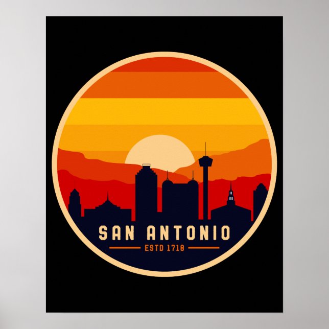 Poster San Antonio Texas Skyline Cityscape (Devant)