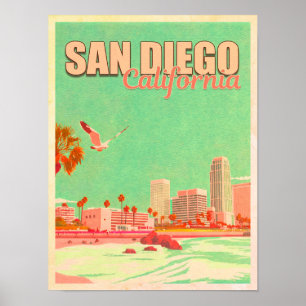 Poster San Diego California Downtown Souvenirs 1950