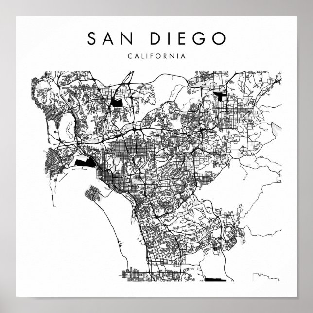 Poster San Diego California Minimal Modern Street Map (Devant)