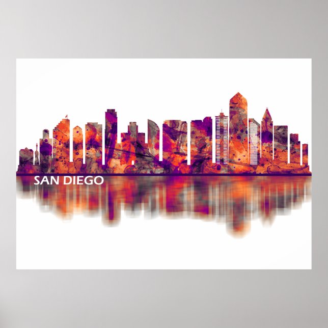 Poster San Diego California Skyline (Devant)