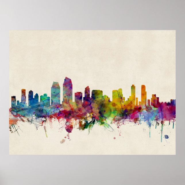 Poster San Diego California Skyline (Devant)