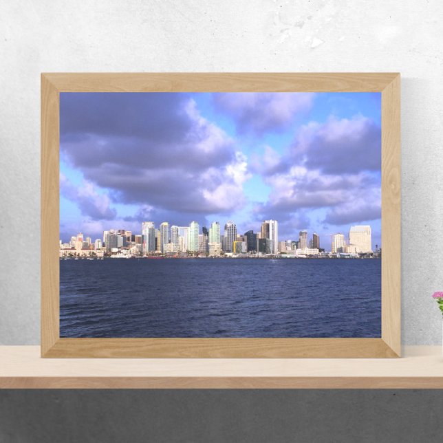Poster San Diego California Skyline Photographie (A poster featuring a photograph of the San Diego skyline.)
