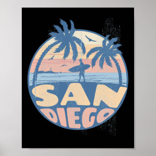 Poster San Diego Californie Plage Surf Vacances d'été Vi