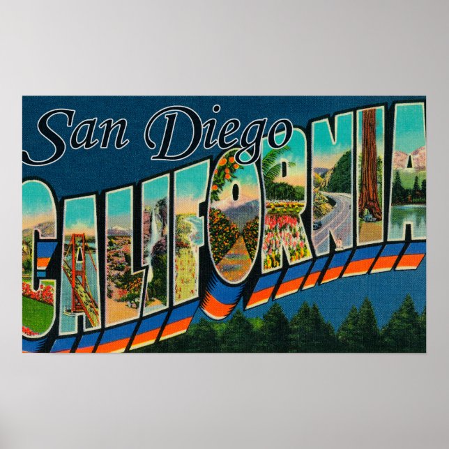 Poster San Diego, Californie - Scènes de grandes lettres (Devant)