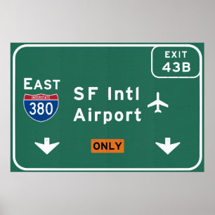 Poster San Francisco CA SFO Airport I-380 E Interstate -