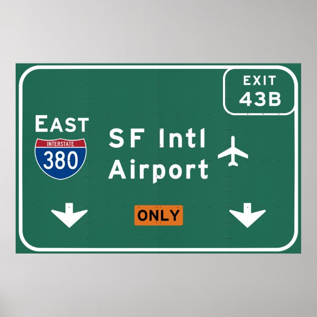 Poster San Francisco CA SFO Airport I-380 E Interstate - (Devant)