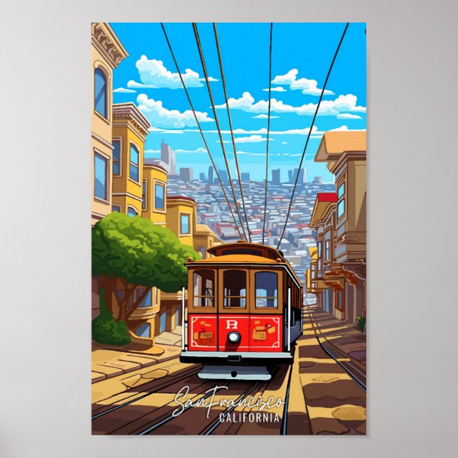 Poster San Francisco California USA Illustration de voyag (Devant)