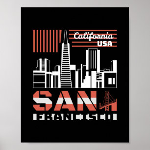 Poster San Francisco Californie Skyline Retro UrbanDesign