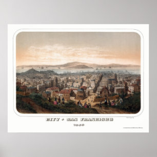 Poster San Francisco, carte panoramique de CA - 1860