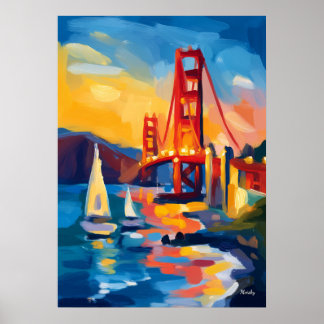 Poster San Francisco Fauvist Cityscape – Golden Gate