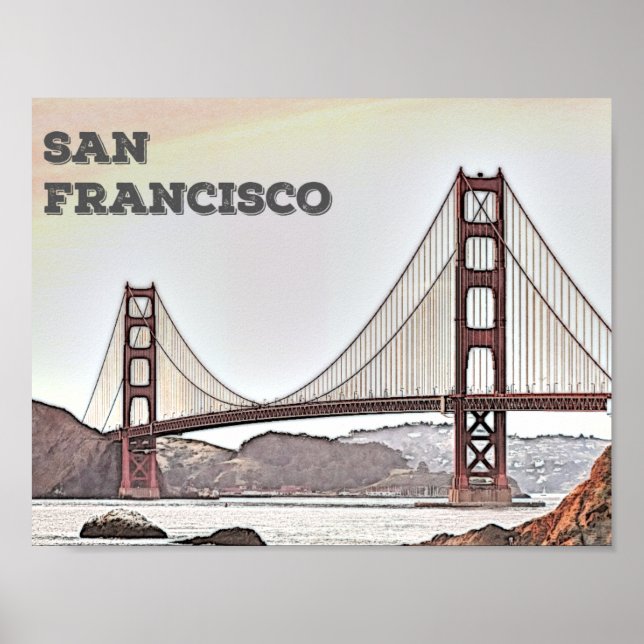 Poster San Francisco - Golden Gate Bridge (Devant)