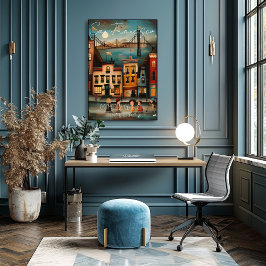 Poster San Francisco: Golden Gate City - Whimsical Art