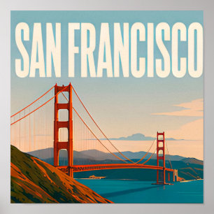 Poster ❤️ San Francisco Golden Gate Style de Voyage ❤️