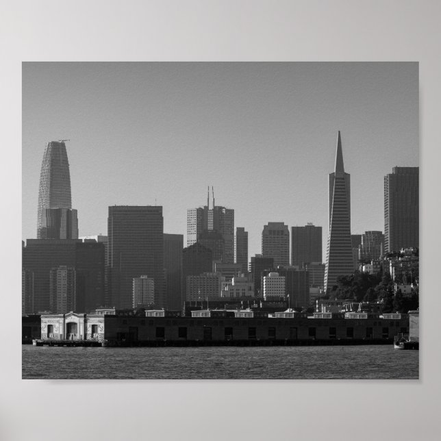 Poster San Francisco Skyline Monochrome - Photo Cityscape (Devant)