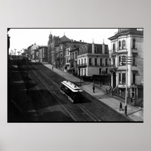 Poster San Francisco Street avec téléphérique 1901
