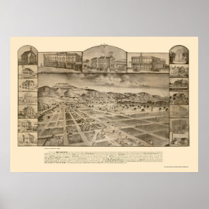 Poster San Jacinto, CA Carte panoramique - 1886