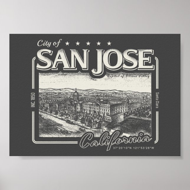 POSTER SAN JOSE CALIFORNIA VINTAGE (Devant)