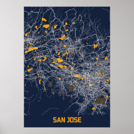 Poster San Jose - Carte de la ville de Califonia Bluefres